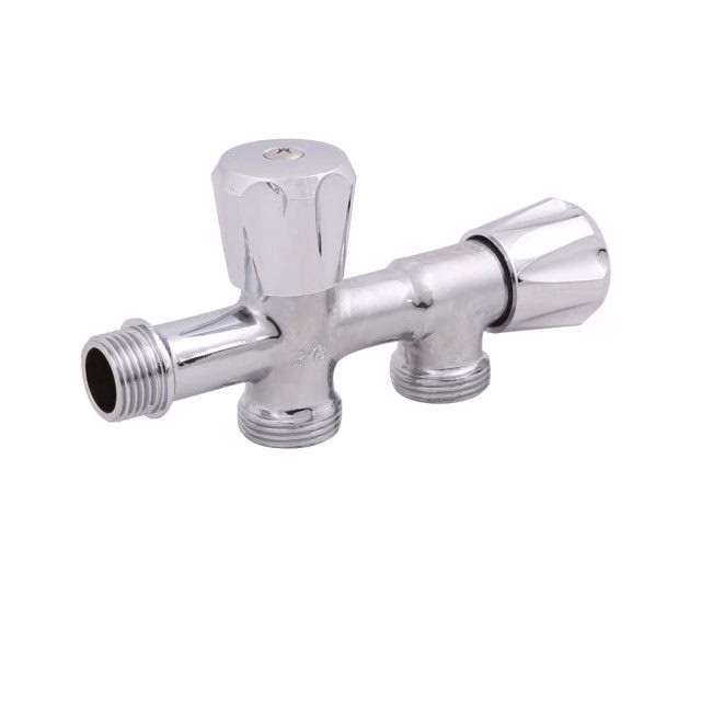 ברז T כפול עם 2 יציאות 3/4