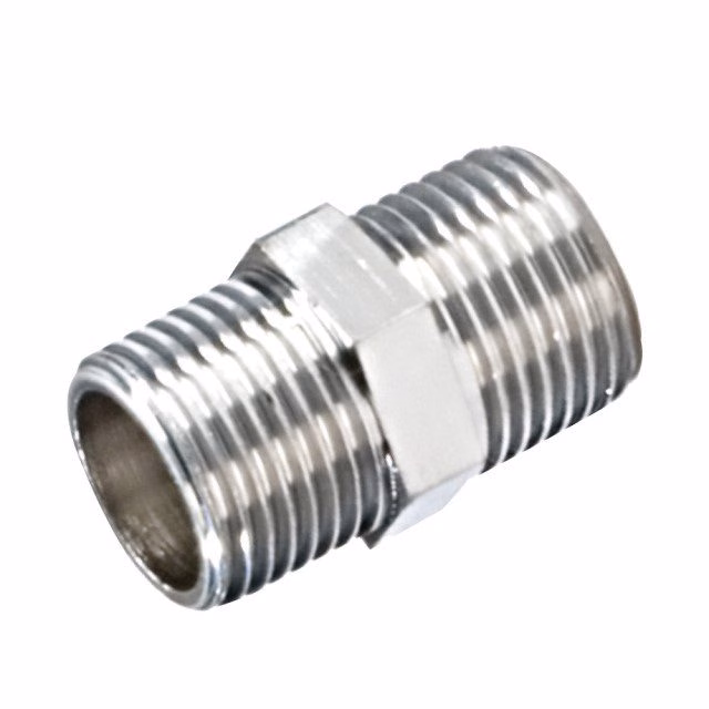 1/4 ניפל כפול 1/4 זכר- זכר ניקל